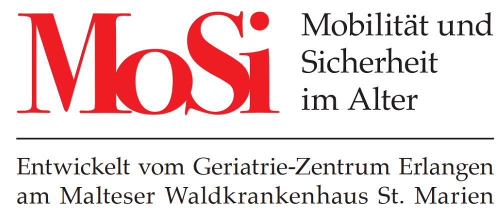 Logo des MoSi Kurses - Mobilität und Sicherheit im Alter. Entwickelt vom Geratrie-Zentrum Erlangen am Malteser Waldkrankenhaus St. Marien.