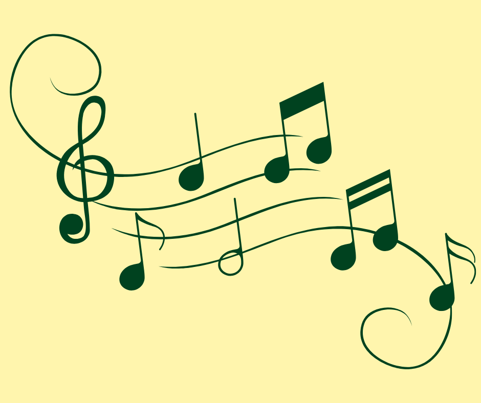 Graphik geschwungene Musiknoten als Sinnbild für Konzerte und Musik